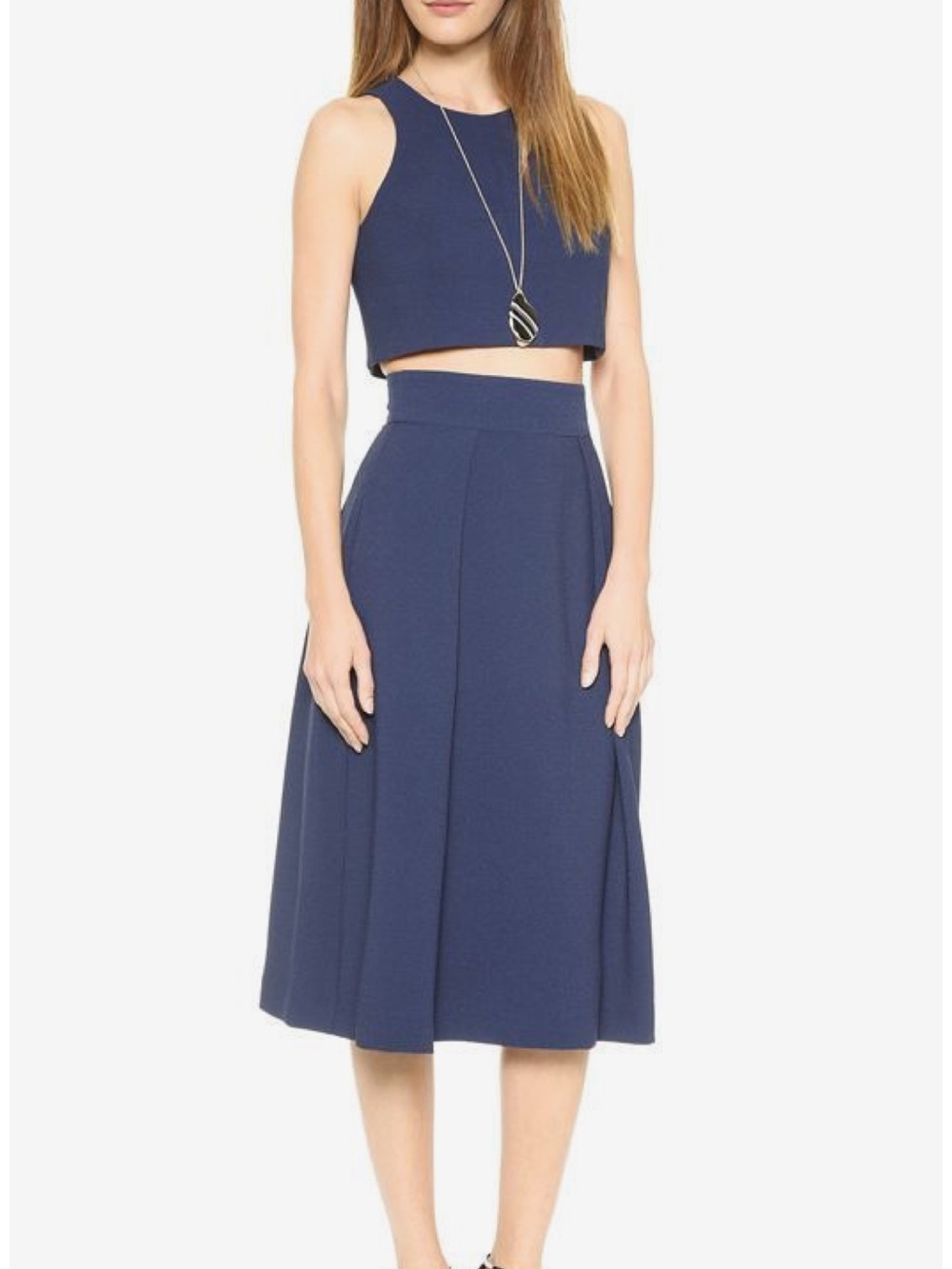 Black Halo Navy Two Piece Midi Dress